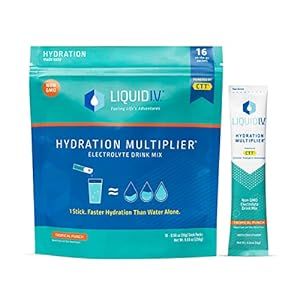 Liquid I.V. Hydration Multiplier - Tropical Punch - Hydration Powder Packets | Electrolyte Drink Mix | Easy Open Single-Serving Stick | Non-GMO | 16 Sticks