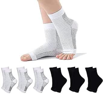 kbudra 6 Pairs Neuropathy Socks for Women and Men, Soothe Socks for Neuropathy Pain, Toeless Compression Ankle Socks, Ankle Brace Plantar Fasciitis Relief