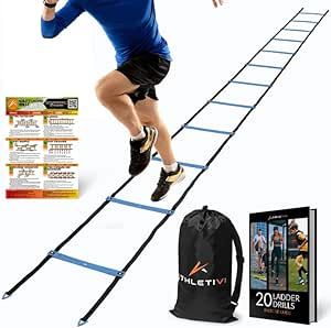 Athletivi Agility Training Equipment Set for Proffesional Training, Adults, Youth & Kids. Soccer & Footbal Training Set with Fixed-Rung Ladder - Enhance Speed, Power & Strength.
