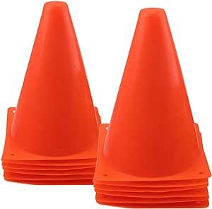 Mirepty 7 Inch Plastic Traffic Cones Sport Training Agility Marker Cone for Soccer, Skating, Football, Basketball, Indoor and Outdoor Games