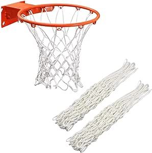 Y8HM 2Pcs White Heavy Duty Basketball Net Replacement Fits Standard 12 Loop Basketball Hoop Net for Indoors and Outdoors Gym Equipment