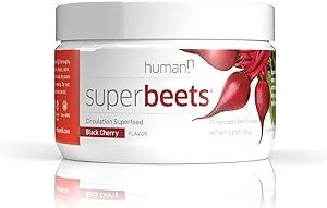 HumanN SuperBeets - Beet Root Powder - Nitric Oxide Boost for Blood Pressure, Circulation & Heart Health Support - Non-GMO Superfood Supplement - Natural Black Cherry Flavor, 30 Servings