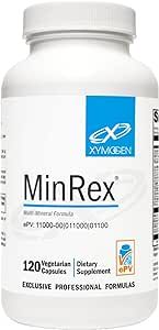 XYMOGEN MinRex - Highly Absorbable Multi-Mineral Supplement - Supports Mineral Repletion + Sports Nutrition with Patented Mineral Chelates, Malates, and Mineral Complexes + Betaine HCl (120 Capsules)