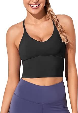 XUNYU Women Longline Sports Bra Workout Crop Tops Tank Strappy Fitness Gym Camisole Yoga Running Shirts