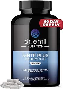 DR EMIL NUTRITION 200 MG 5-HTP Plus with SAM-e for Mood, Stress, and Sleep - 5HTP Supplement with Vitamin B6-120 Vegan Capsules, 60 Servings
