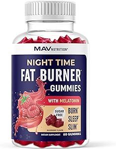 Sugar-Free Night Time Fat Burner Gummies | Sleep & Weight Loss Support | Hunger Suppressant & Metabolism Booster | Shred Belly Fat While You Sleep | Nighttime Diet Supplement for Women & Men | 60 Ct.