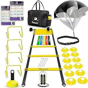 STUHOO Agility Training Equipment Set | Soccer Training Equipment for Kids | Agility Ladder Speed Training Equipment with Bag | Football Training Equipment with Hurdles, Cones for Footwork