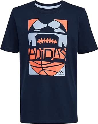 adidas Boys' Short Sleeve Cotton "Field Goals" Graphic Tee T-shirt