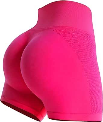 Gym Shorts Women, Seamless Yoga Workout Shorts, High-Waisted Scrunch Butt Booty Lifting Athletic Running Active Shorts