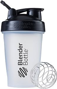 BlenderBottle Classic Shaker Bottle Perfect for Protein Shakes and Pre Workout, 20-Ounce, Clear/Black/Black