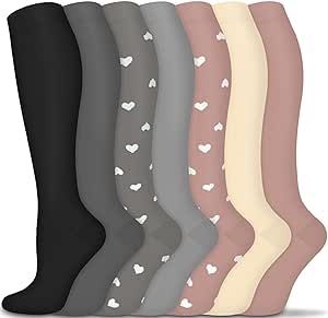 ACTINPUT Compression Socks for Women & Men Circulation-7 Pack Graduated Supports Socks for Running, Athletic, Sports