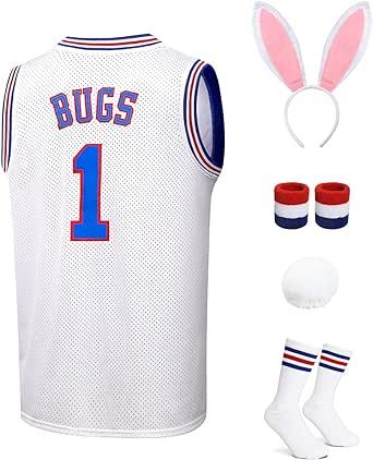 Mens Basketball Jersey Lola#10 Bugs#1: Space Movie Jerseys 90s for Halloween Sports Hip Hop Party Clothing Set