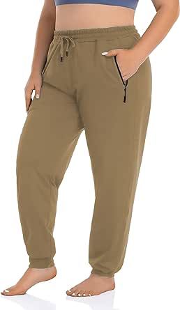 ZERDOCEAN Women's Plus Size Active Sweatpants Tapered Workout Caual Lounge Pants Joggers Pants Zippered Pockets