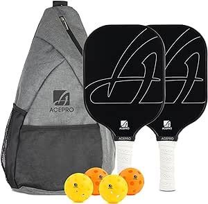 ACEPRO Pickleball Paddle,USA Pickleball-Approved Carbon Fiber Paddles Set, Polypropylene Honeycomb Core, Cushion 5 in Grip, Portable Bag/Paddle Cover, Lightweight Pickleball Racket ?for Men Women