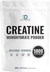 Creatine Monohydrate Powder 300 Grams (60 Servings), Unflavored | Pure | Micronized Creatine Powder, 5000mg(5g) Per Serving, 2 Month Supply, Vegan | Keto, Non-GMO, No Filler, No Additives