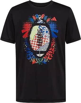 adidas Boys' Big Moisture-Wicking Athletic T-Shirt Gradient Bos Logo Short Sleeve