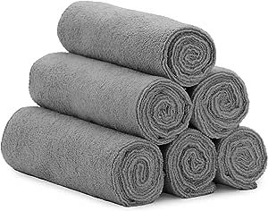 S&T INC. Microfiber Gym Towels for Sweat, Yoga Sweat Towel for Home Gym, Microfiber Workout Towels for Gym, 16 Inch x 27 Inch, 6 Pack