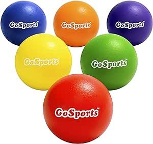 GoSports Soft Skin Foam Playground Dodgeballs - 6 Pack Set for Kids - Includes Mesh Carry Bag